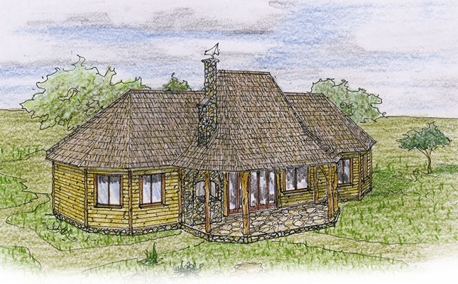 A wooden cottage design
