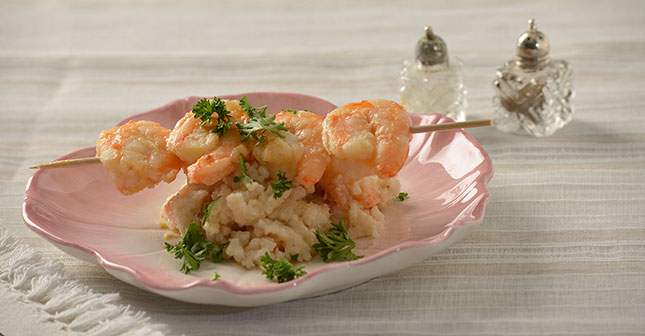 Grilled prawns & prawn risotto