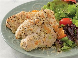 Crusted chicken breasts  with lemon butter sauce