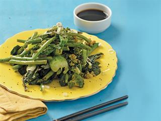 Crisp greens in a wok