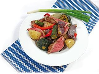 Roast vegetables & grilled porterhouse