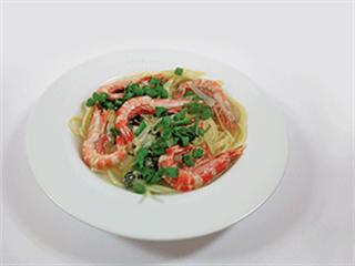 Seafood pasta with tiger prawns