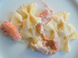 Langoustine butterfly pasta in a white roux sauce