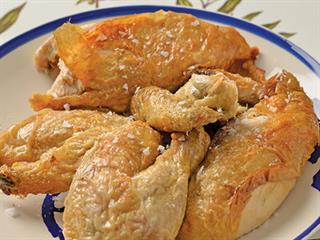 Twice-roasted chicken in lemon sauce