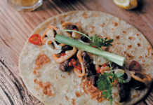Beef and seafood roti wraps