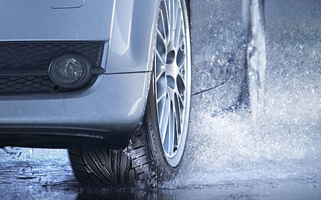 Testing tyres in the wet and dry