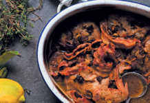 Hearty chicken casserole with dates & olives