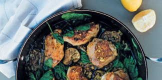 Chicken with brinjal and baby spinach