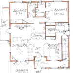Double-storey home – ground floor sketch