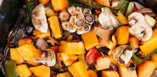 Platter of roast vegetables