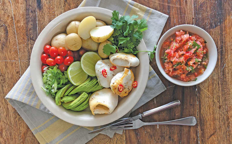 Calamari and salsa Calamari and salsa