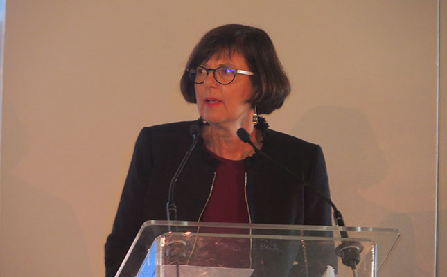 Minister of Environment, Forestry and Fisheries, Barbara Creecy, speaking at the 10th Oppenheimer Research Conference.