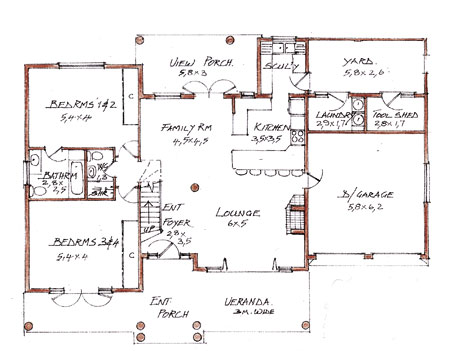 Floor Plan:  Ground floor 150m2; First floor 70m2; Garage & O/B 50m2; Veranda & porches 55m2